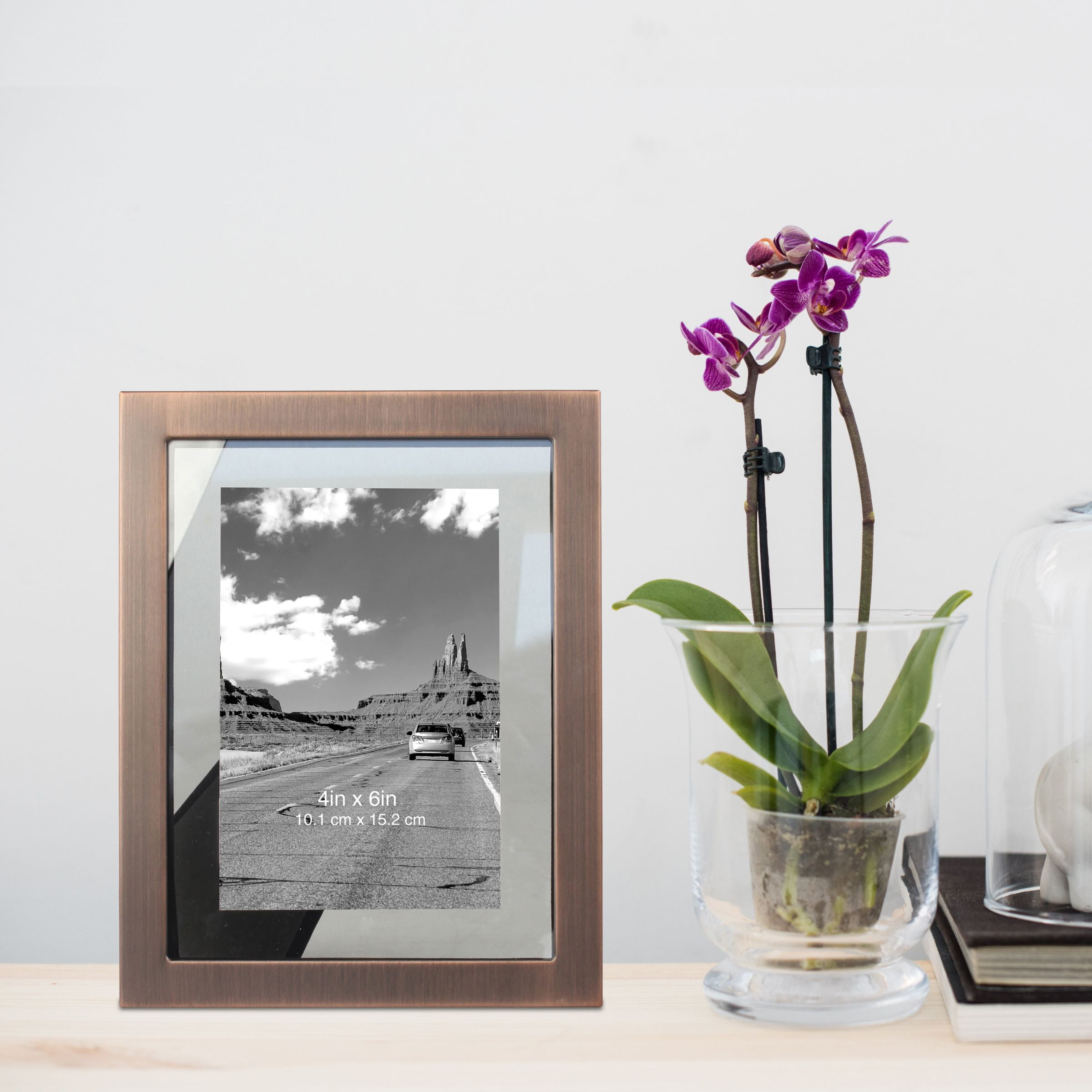 Better Homes & Gardens 4" x 6" Rectangle Metal Tabletop Floating Picture Frame, Copper