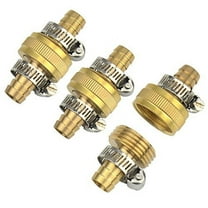 3Sets Brass 1/2" Garden Hose Mender End Repair Male Female Connector with Stainless Clamp