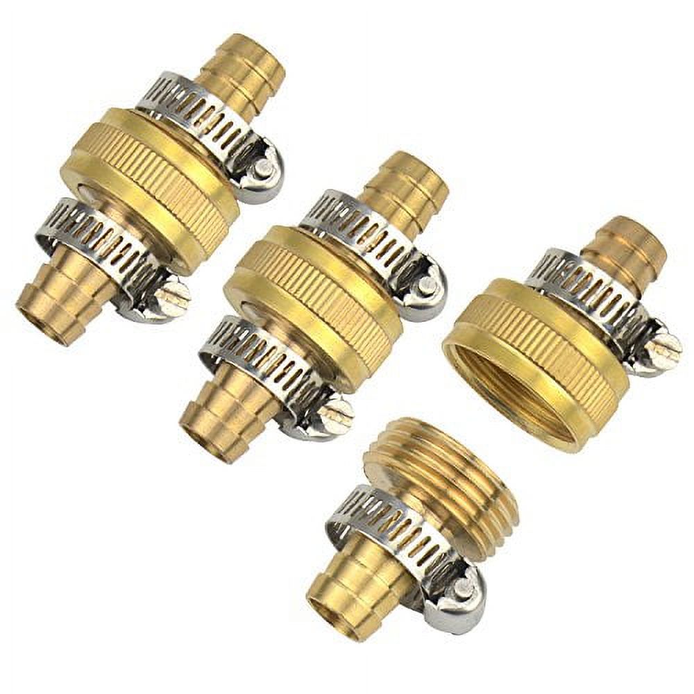 3 Set Connettori Per Tubo Da Giardino 1/2" In Ottone Con Morsetti In Acciaio - Raccordi Maschio/Femmina Per Riparazione Tubi