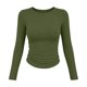 thumbnail image 4 of Hfnxid Women Long Sleeve Shirts Slim Fit Underscrubs Solid Color Crewneck Undershirts Casual Basic Tee Army Green,M, 4 of 10