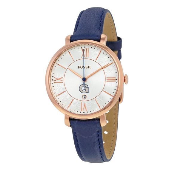 Women's Fossil Navy Georgetown Hoyas Jacqueline Leather Watch
