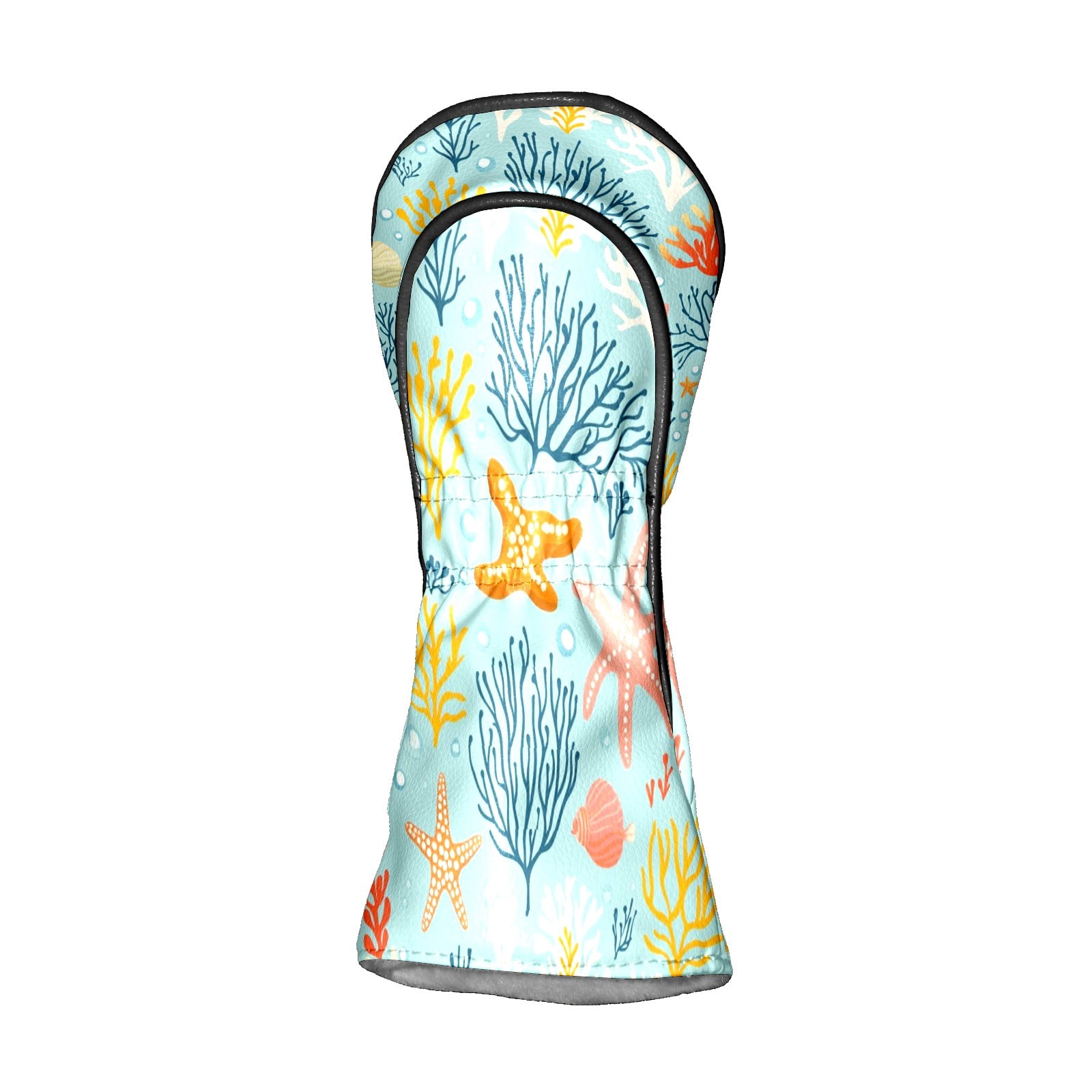 Golf Club Covers PU Leather Waterproof Head Covers for Fairway Woods Hybrids Colorful Coral Pattern Unisex Fits Most Brands