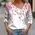 thumbnail image 2 of Womens Floral Graphics Tunic Tops Collared Button-Up Tee Shirts 3/4 Sleeve Tees Tunic Blouses Dressy Causal T-Shirt Cottage Flower Shirts Trends Blouses Summer 2025, 2 of 5