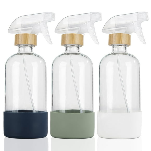 Botellas de aerosol HOMBYS de vidrio de bambú de 500 ml con funda de silicona, paquete de 3