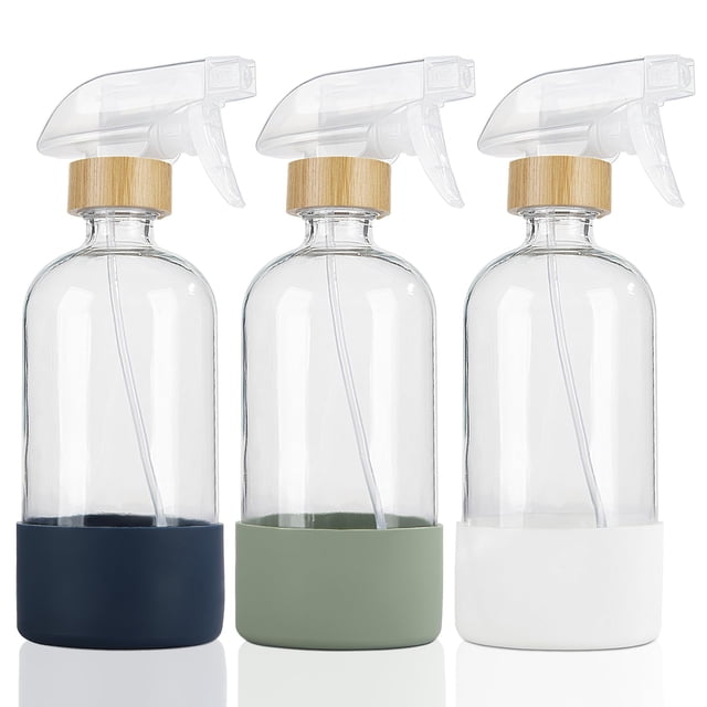 Botellas de aerosol HOMBYS de vidrio de bambú de 500 ml con funda de silicona, paquete de 3