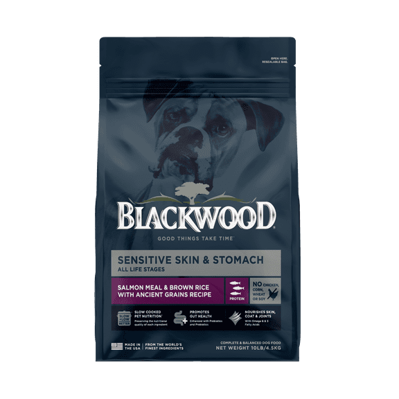 Blackwood Dry Dog Food Sensitive Skin & Stomach Salmon Meal with Ancient Grains 10 lb.