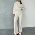 thumbnail image 4 of Women 2 Piece Lounge Outfits Cotton Ribbed Knit Sweatsuits Oversized Pullover Hoodie and Wide Leg Sweatpant Set (XL, White), 4 of 7