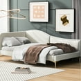 thumbnail image 2 of Modern Beige Twin Daybed With - Strong, Stylish, Versatile Armrest, Linen ,, 2 of 7