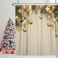 thumbnail image 2 of Christmas Shower Curtain for Bathroom 84x72inches Gold Pearls Snowflakes X-mas New Year Decor Shower Curtain Set with Hooks Green Leaves Waterproof Fabric Shower Curtain, 2 of 6