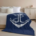 thumbnail image 2 of Throw Blanket for Couch Anchor Nautical Soft Fleece Flannel Blankets Cozy Lightweight Blanket for Home Sofa Living Room Navy Blue Bed Throws 40" x 50", 2 of 9