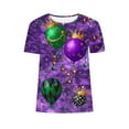thumbnail image 5 of Ounisa 2025 Womens Short Sleeve Tops Mardi Gras Costumes Fashion Round Neck Color Printed Blouse, 5 of 5