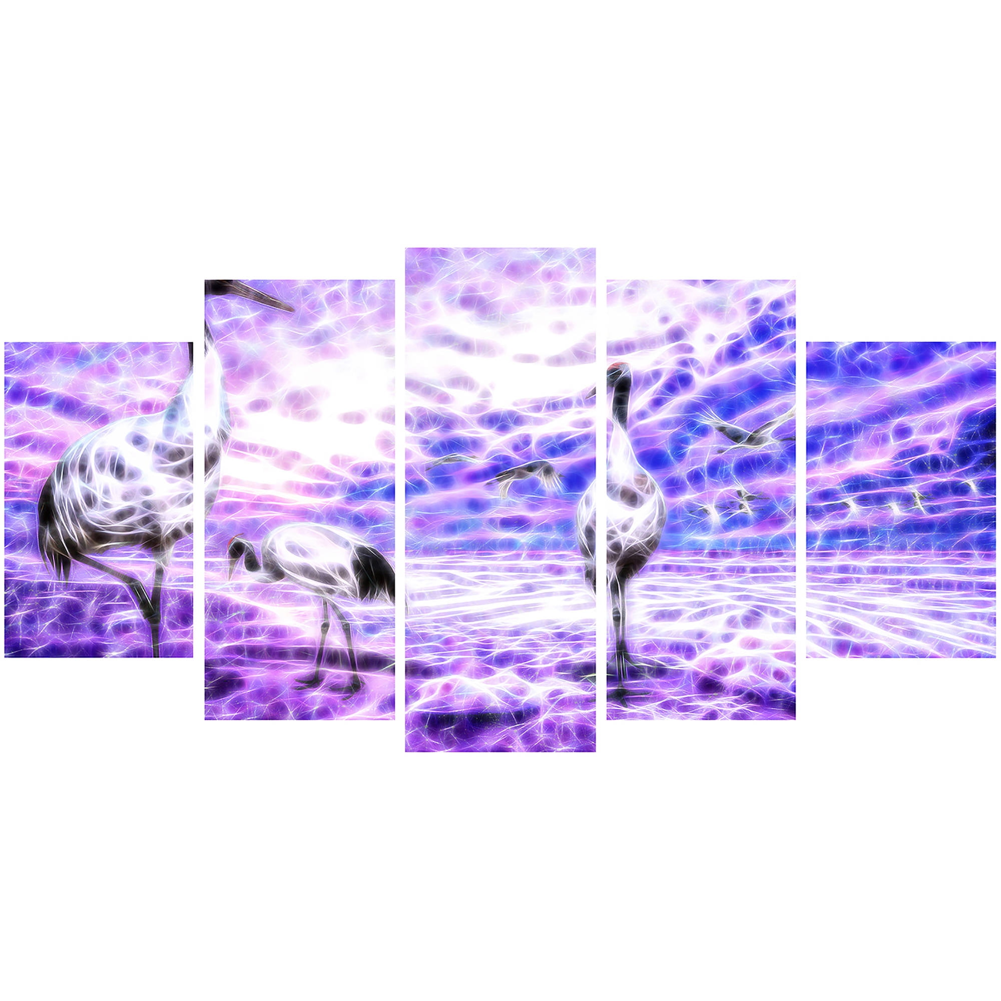 Design Art Storks Art on Canvas, 5 Panels, 60" x 32"