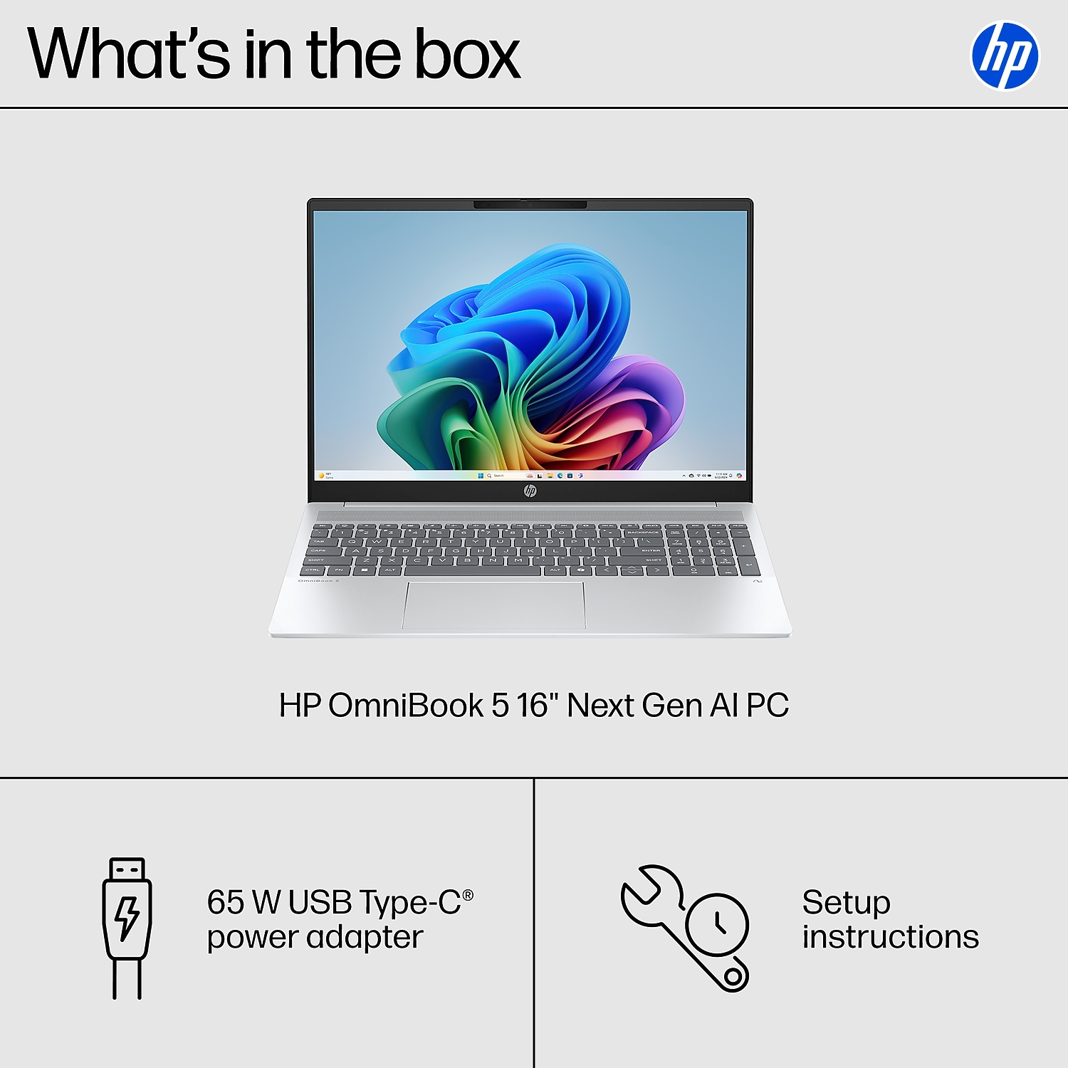 HP OmniBook 5 16" 2K Laptop Copilot+ PC AMD Ryzen AI 5 340 16GB RAM 512GB SSD +16.75 Hour Battery