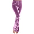thumbnail image 2 of Karight Velvet Pants Women Lounge Comfy Velour Flare Pant Casual Wide Leg High Waisted Drawstring with Pockets, 2 of 7