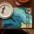 thumbnail image 4 of Blue and Gold Marble Wave Art Pattern Summer Placemats Table Placemats Set Of 6-Linen Kitchen Washable Placemats Table Mats 11.8"x17.7" Non-Slip Heat Resistant, 4 of 5