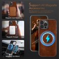 thumbnail image 3 of Funda de piel LOHASIC diseñada para iPhone 16 Pro, color marrón oscuro, 3 of 6