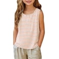 thumbnail image 2 of Mifsaly Girls Plaid Tank Tops Toddler Kids Casual Crewneck Sleeveless Blouse Lightweight Breathable Vacation Beach Everyday Summer Outfits, 2 of 8