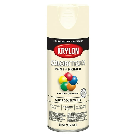 6-Pack of 12 oz Krylon K05516007 Dover White COLORmaxx Paint & Primer Spray Paint, Gloss