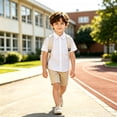 thumbnail image 6 of Boys Button Down Dress Shirts Short Sleeve Uniform Shirt Collared Shirt Basic School Uniform, 6 of 7