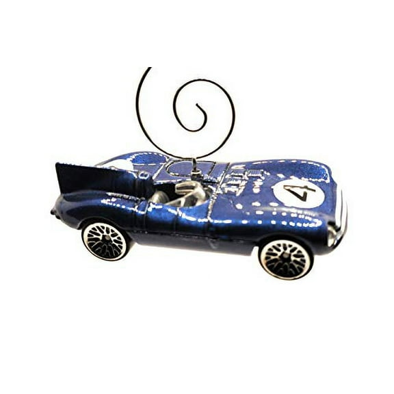 Jaguar D-Type Race Car Christmas Ornament 1:64 Blue