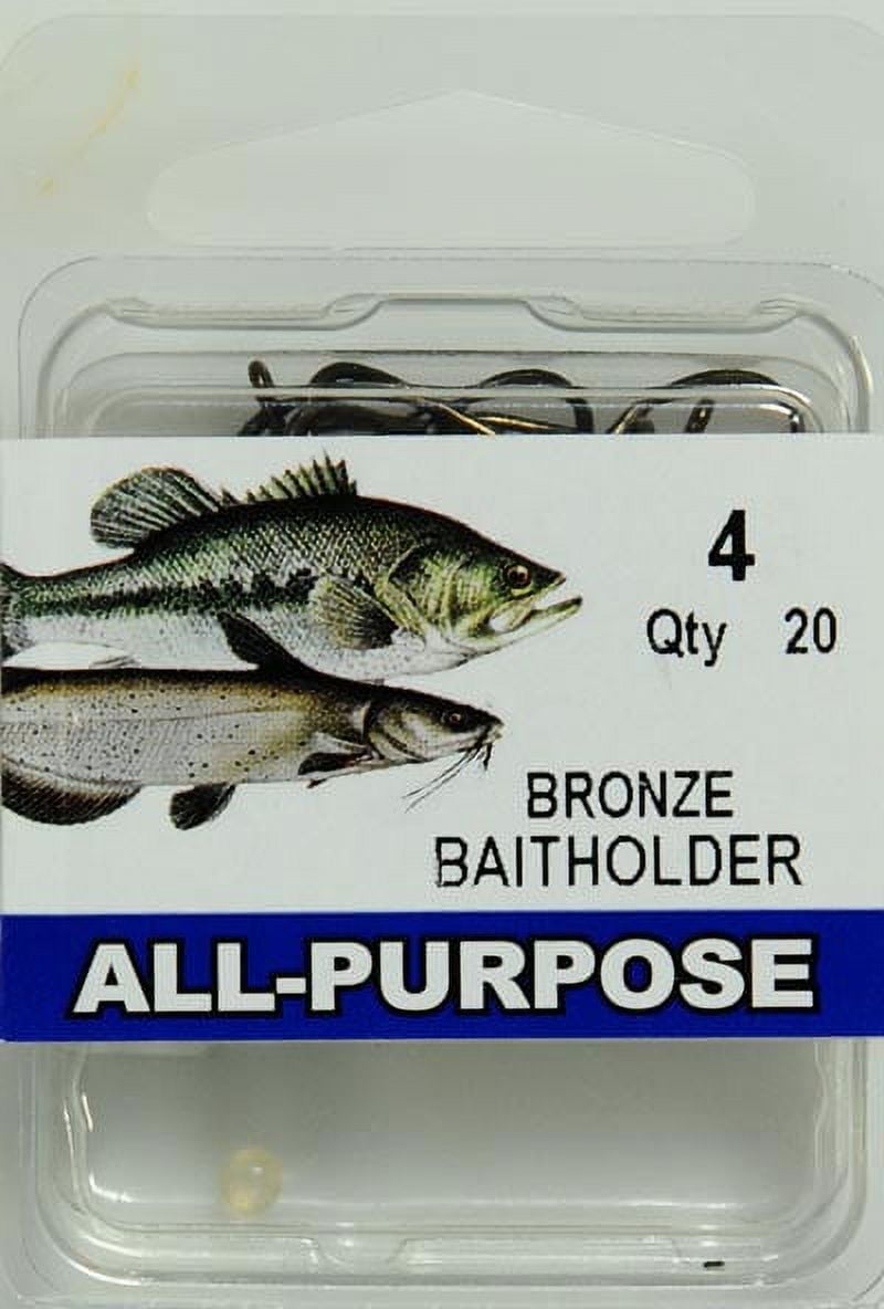 (6 pack) Eagle Claw RBHW-4 Baitholder Hook, Bronze, Size 4, 20 Pack