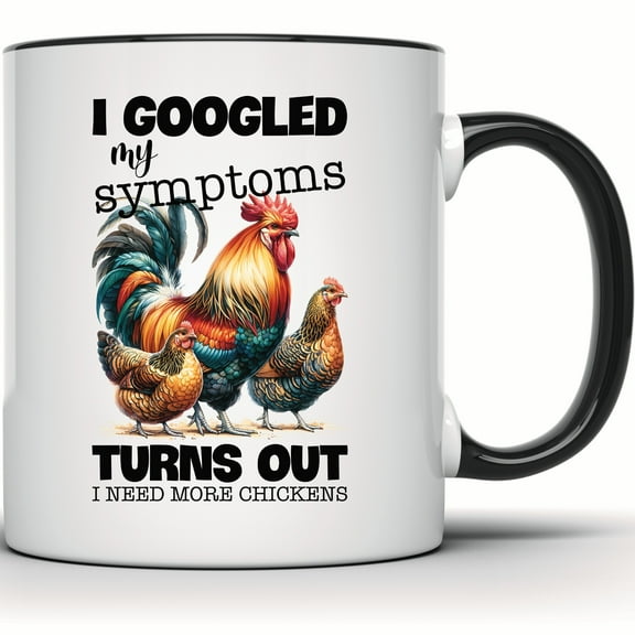 Funny Chicken Mug – Chicken Lover Gift – Farm Animal Novelty Mug – Rooster and Hen Coffee Cup – Perfect Gift for Chicken Owners - 11 Ounce Black Rim Handle Novelty Coffee Cup - WMUG1025-BLK