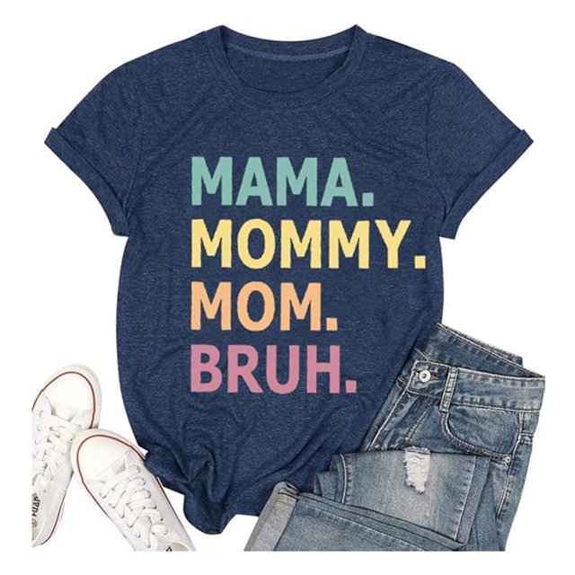 TSADFHJI Hauts de Noël pour Femmes Mode Décontractée Imprimée Col Rond Manches Courtes T-Shirt Haut 2 S Marine