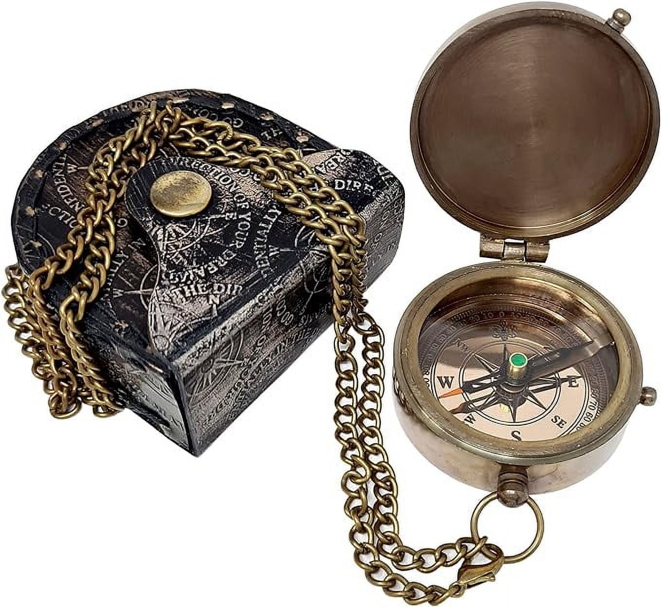 Maritime treasures Instruments Thoreau's Go Confidently Brass Compass, Gift for Graduation, Confirmation Day, Baptism, New Year Gift, Birthday, Anniversary, Communion, Camping Gift
