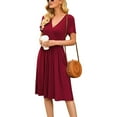 thumbnail image 4 of Women's Summer Sundress Casual Short Sleeve V-Neck Short Party Dress with Pockets, 4 of 5