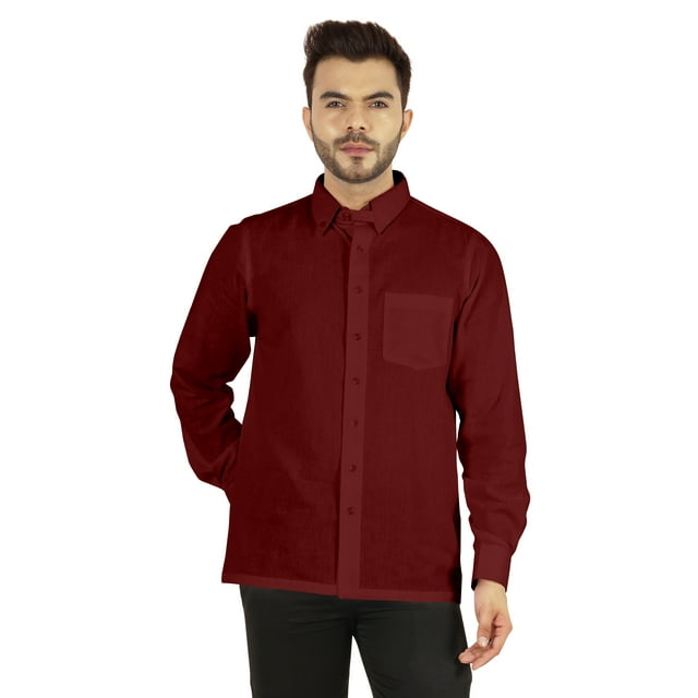 Bestman Solid Button Down Shirt For Men Long Sleeve With Patch Pocket Formal Business Wear