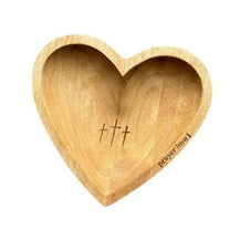 Tainini Heart Prayer Wooden Bowl with 12 Cards,for Women, Religious Christian Congregation Gift ,10in