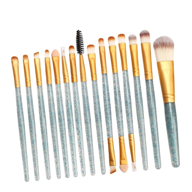 Juego de brochas de maquillaje profesional de 15 piezas, de herramientas de brochas cosméticas de maquillaje, azul Yuyangstore Pinceles de maquillaje