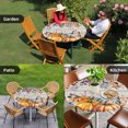 thumbnail image 4 of Orange Blue Fall Round Tablecloth for 45-54 Inch Tables,Fitted Table Cover with Elastic Edge,Vintage Thanksgiving Pumpkins Maple Leaf Waterproof Outdoor Table Cloth Protector for Patio Garden Dinner, 4 of 9