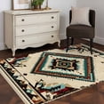 thumbnail image 3 of 3x5Ft Area Rugs Boho Red Teal Brown Non-Skid Rubber Backing Large Rectangle Rugs - Living Room Bedroom Home Office, Southwestern Vintage Geometric Indoor Floor Mat Carpets Washable Rug, 3 of 9