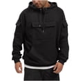 thumbnail image 2 of guisaled Cargo Hoodies for Men Half Zip Up Tactical Pullover Tops Long Sleeve Drawstring Military Warm Hooded Outdoor Adventure Jacket Coats Christmas Gift, 2 of 4