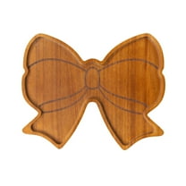 hulanddfd Wooden Christmas Serving Tray, 7.48"x6.1" Christmas Bows Shaped Solid Wood Plates Xmas Boards for Food Fruit Tabletop Dinner Decor