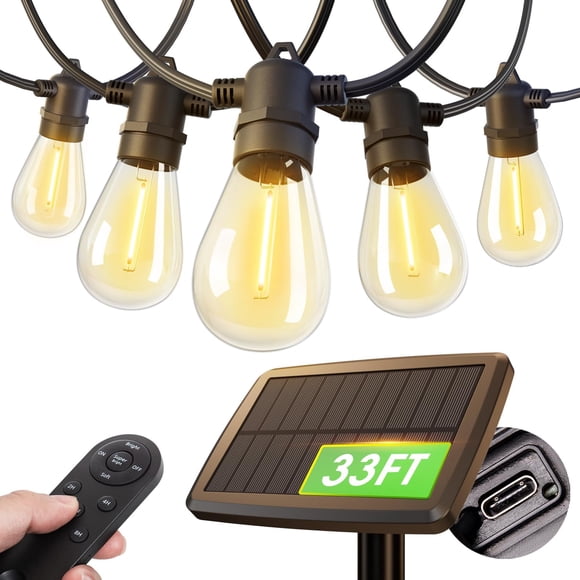 Luces solares en cadena addlon 10 bombillas 10m impermeables con control remoto
