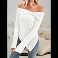 thumbnail image 4 of Suéter de Punto con Hombros Descubiertos y Lazo para Mujer, Blusa con Abertura Lateral, Ropa Estética Y2K de Moda L, 4 of 10
