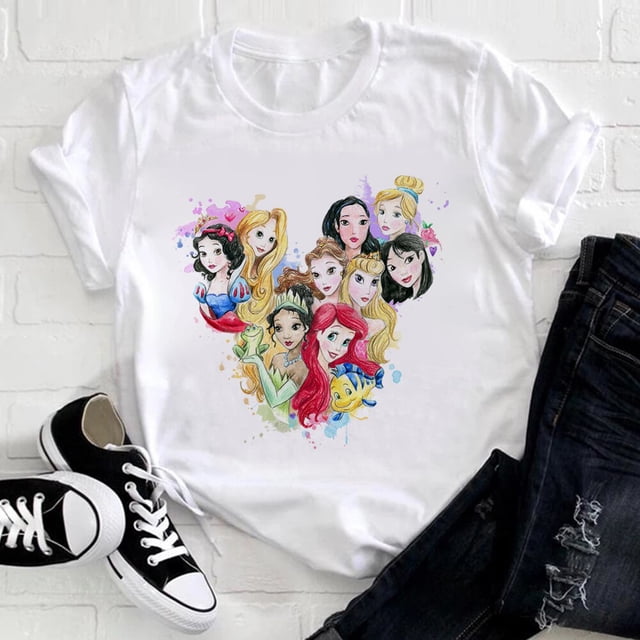 Disney Mickey Mouse Head Print T Shirt Woman Usa Harajuku Youthful Style Disneyland Clothes Aesthetic Fashion Female Tops TeeL Gao Jinjia LED