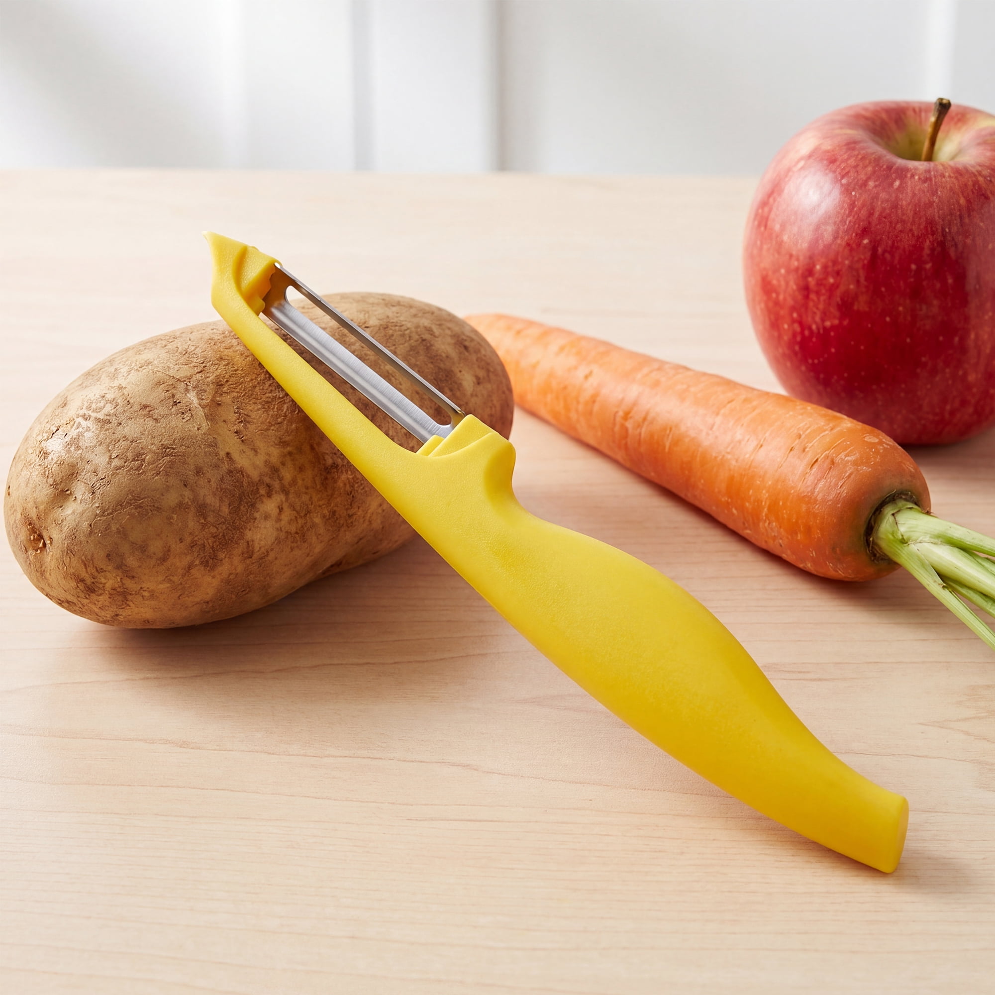 Unique Bargains Plastic Vegetable Peeler with Ergonomic Handle for Peeling Yellow 7.3x1 in