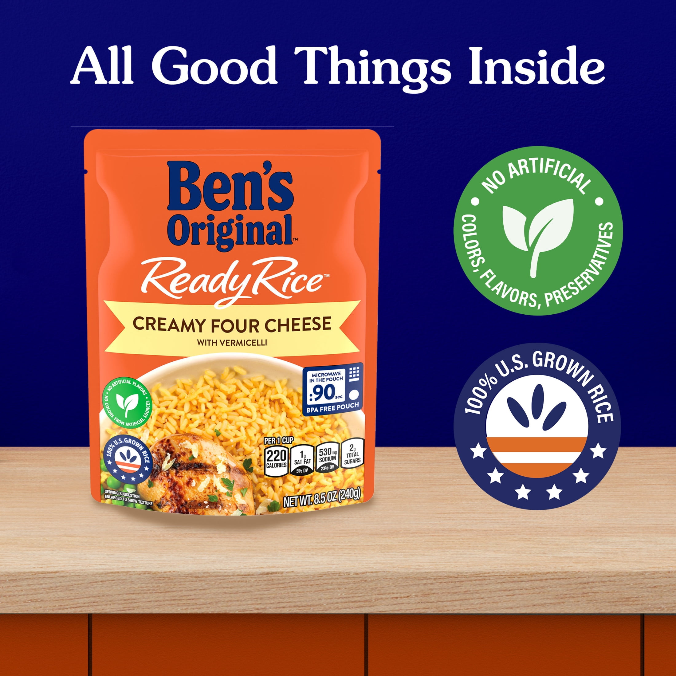 (12 pack) BEN'S ORIGINAL Ready Rice Creamy Four Cheese Flavored Rice, Easy Dinner Side, 8.5 oz Pouch