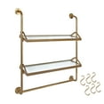 thumbnail image 5 of Kate and Laurel Marit Modern Industrial Wall Shelf with Metal Pipe Supports and Glass Shelves, Gold, 5 of 7