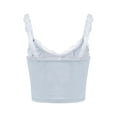 thumbnail image 4 of VISgogo - Camiseta sin mangas para mujer con decoración de dobladillo de flores de encaje, ropa de verano con cuello en V profundo y parte delantera abierta VISgogo moda, 4 of 9