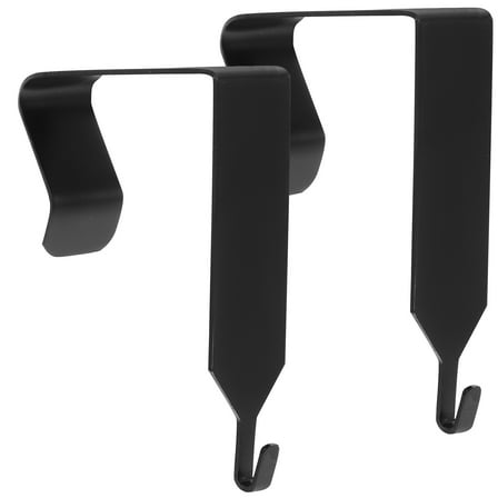 LULULION 2Pcs Black Metal Over The Door Hooks for Mirror Coat Towel Hat Organizer