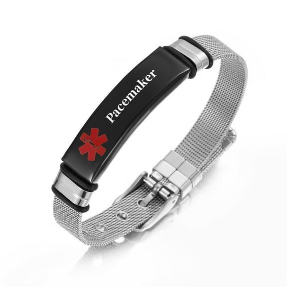 Vagzen Stainless steel Medical Alert ID Bracelet for Men Women, Engraving Pacemaker