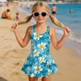 thumbnail image 3 of COEQINE Swim Dress for Girls with Built-in Liner & Flowy Skirt, Scoop U-Neck V-Back Playful Tankini Style Swimsuit for 3-4 Year Olds, Polyester Spandex Blend, Hawaiian Plumeria Sea, 3 of 8