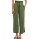 thumbnail image 1 of Pantalones de lino para mujer, pantalones de pierna ancha con cordón, talle alto, informales, holgados, para verano OD Green M, 1 of 3