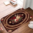 thumbnail image 5 of 1pc Floral Oval Pattern Absorbent Non-Slip Bathroom Thickened Flannel Rug Decor,Soft,Quick Drying,Suitable For Indoor/outdoor Use,Bathrooms,Bedrooms,Kitchens,Terrace,Laundry Rooms,16"x24", 5 of 9