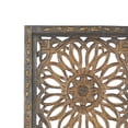 thumbnail image 6 of DecMode Brown Wood Handmade Intricately Carved Floral Wall Decor (2 Count), 6 of 15