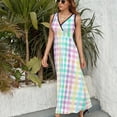 thumbnail image 2 of Sleeveless Dress Spring Plaid Pastel Easter Check Prom gown evening dress ladies, 2 of 5